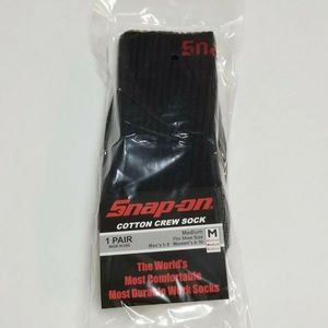 1 Pair Men's Black MEDIUM Snap On Tools Crew Socks ~ MADE IN USA New!